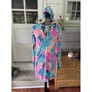 Lilly Pulitzer Rylie UPF 50+ Goombay Smashed Pineapple Hooded Cover Up Dress XS